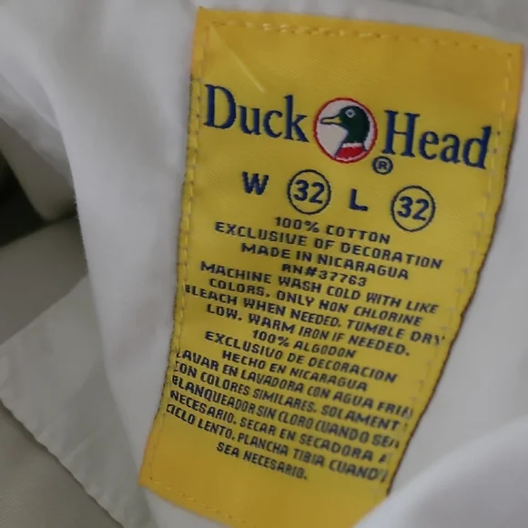 LIKE NEW Men's 32x32 "Duck Head" Off White Pleated Pants - Picture 6 of 6